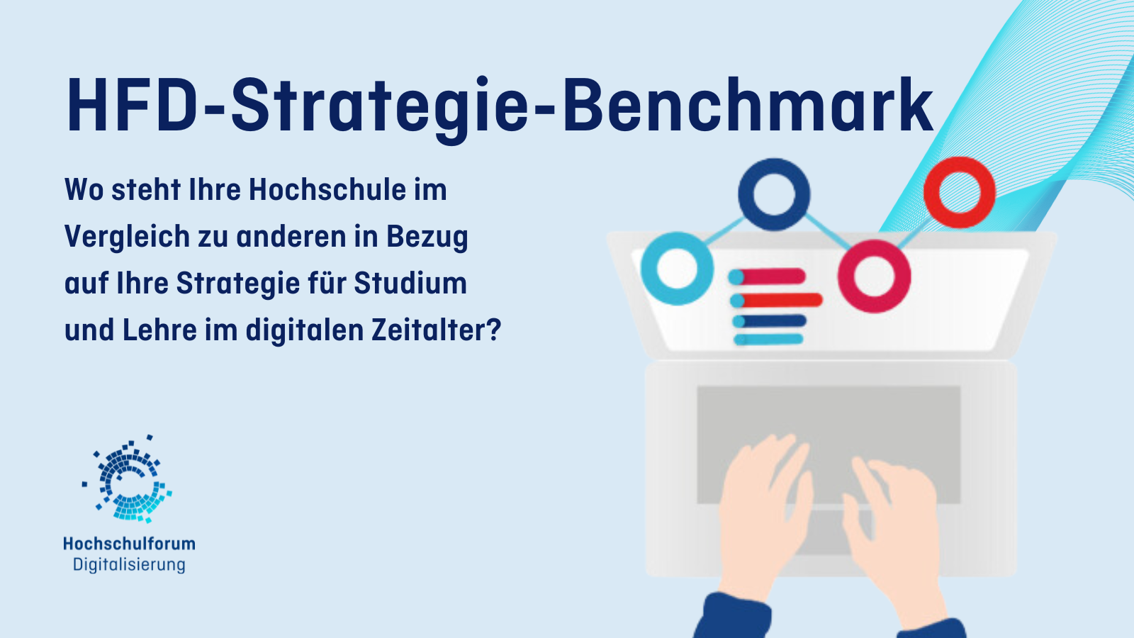 Titelbild zu Seite: HFD-Strategie-Benchmark. Wo steht Ihre Hochschule im Vergleich zu anderen in Bezug auf ihre Strategie für Studium und Lehre im digitalen Zeitalter?