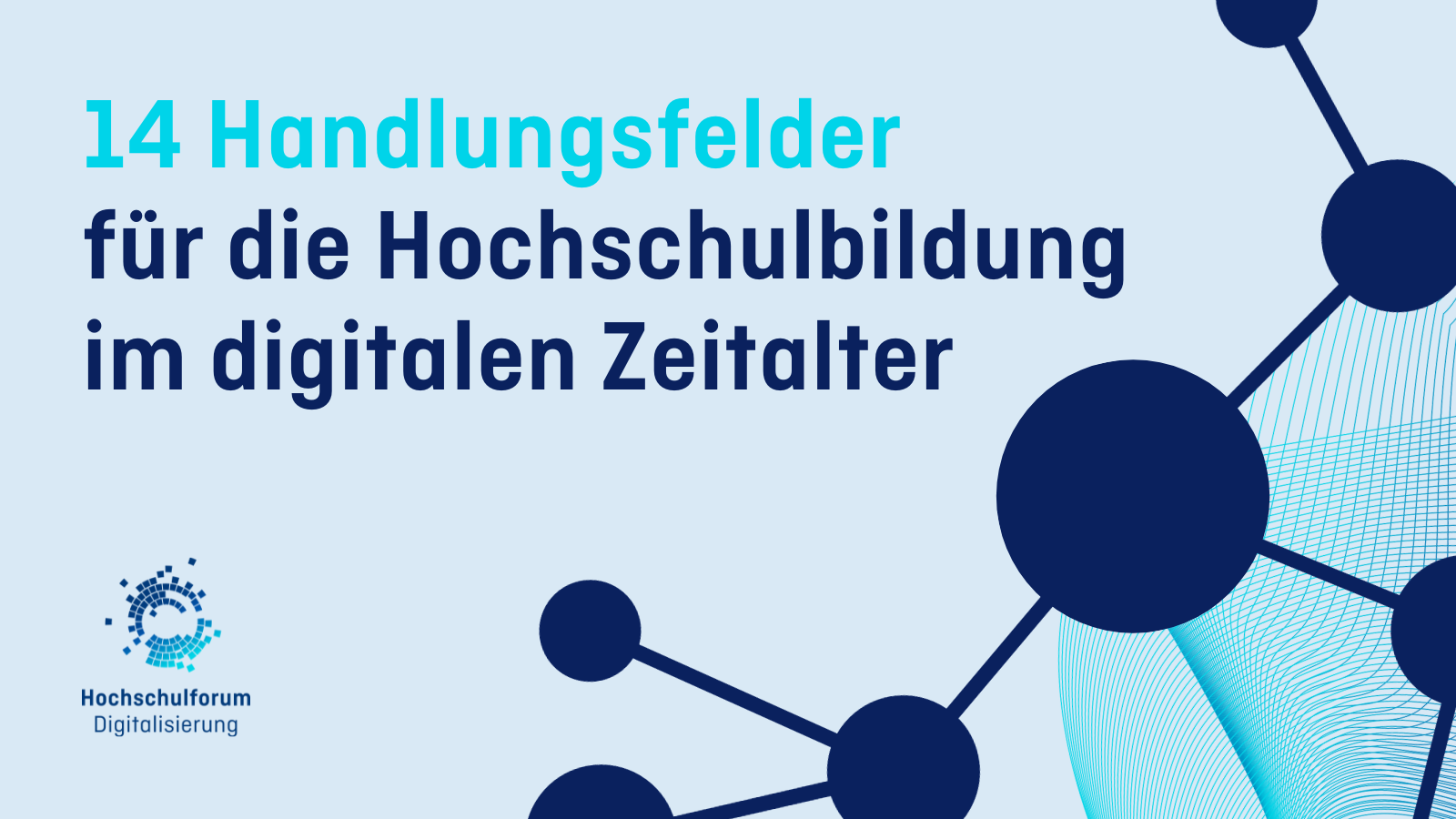 Titelbild zur Website: 14 Handlungsfelder für die Hochschulbildung im digitalen Zeitalter.