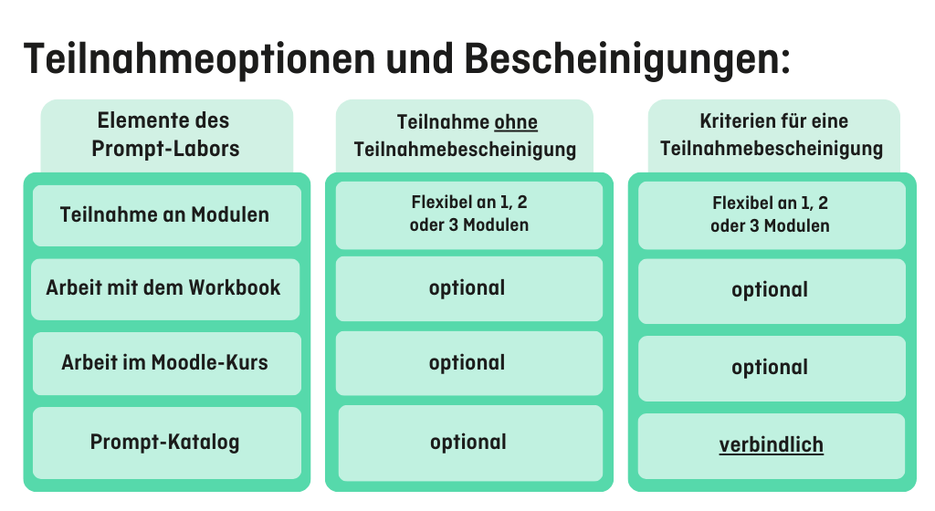 Prompt-Labor Teilnahmeoptionen