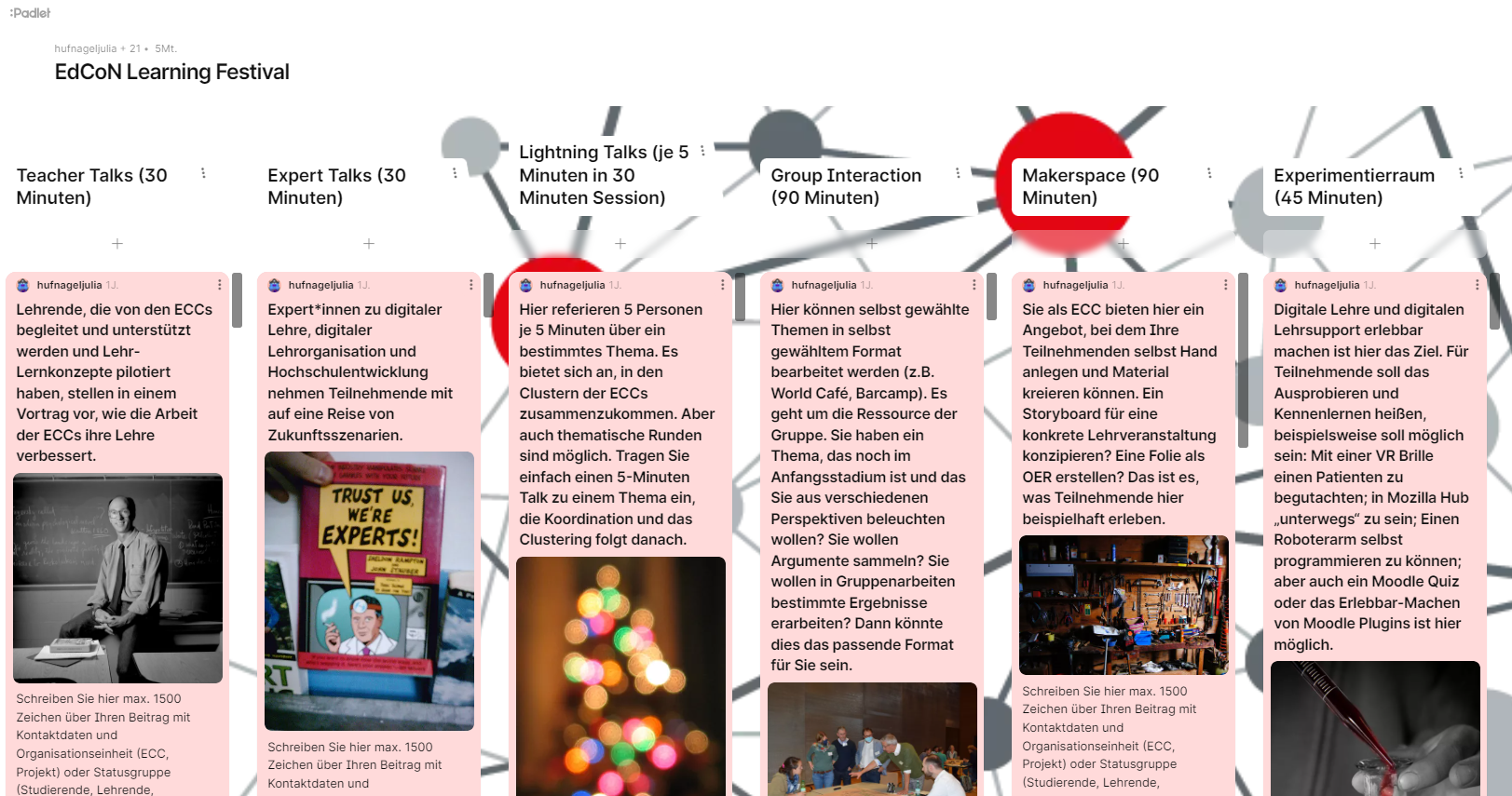 Abb. 2 Padlet der Einreichungen zum Learning Festival
