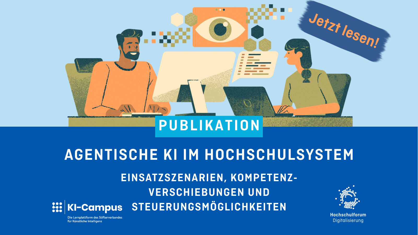 Dekoratives Bild mit dem Text Publikation: Agentische KI im Hochschulsystem