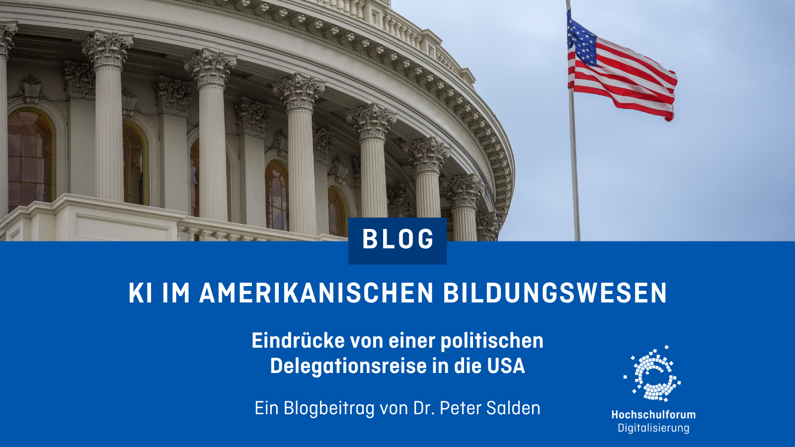 Das Capitol in Washington D.C. und die US-amerikanische Flagge.